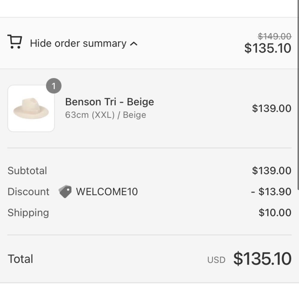 Lack of color benson tri hat in beige. XXL or 63 cm.